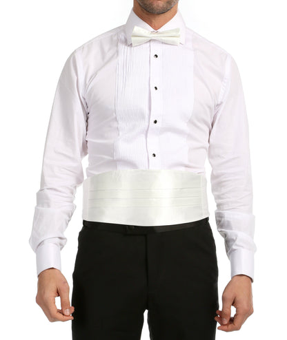 Men's White Satin Cummerbund & Bow Tie Set – Adjustable Tuxedo Set