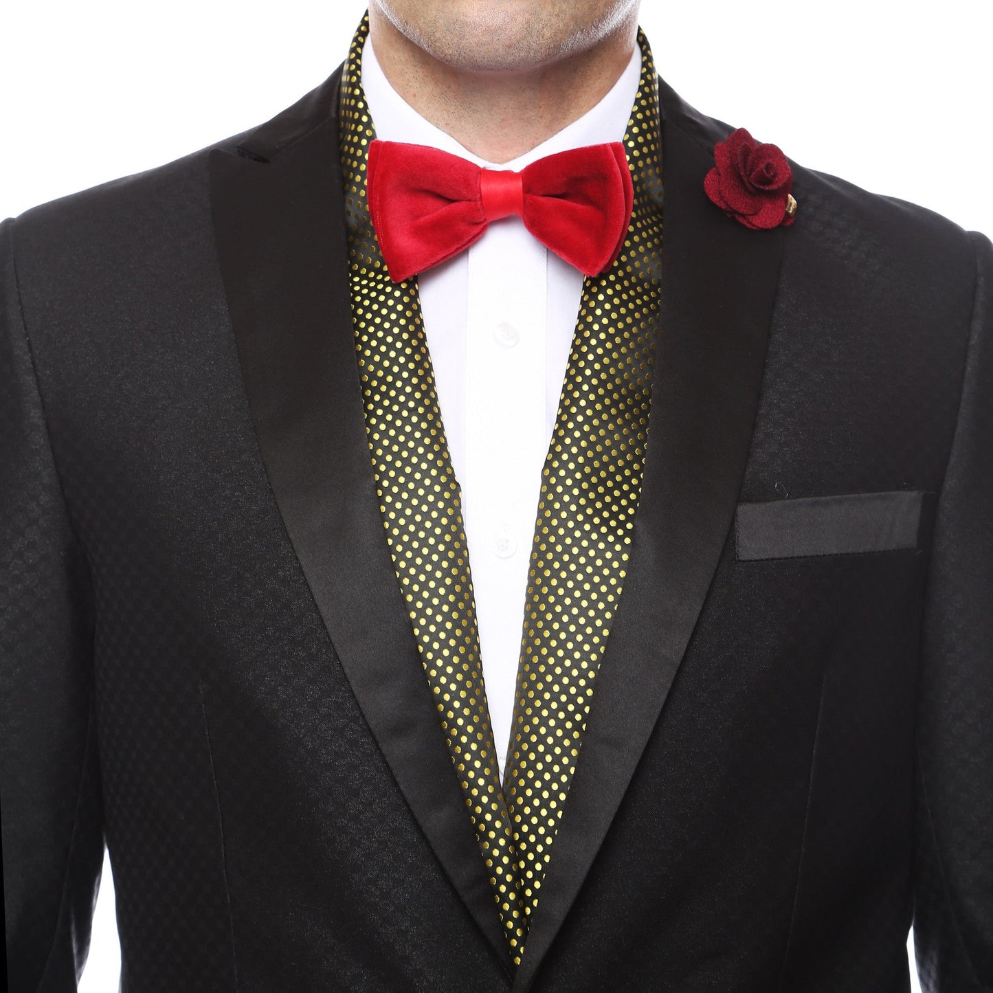 Premium Men's Polka Dot Formal Evening Scarf - Yellow & Black