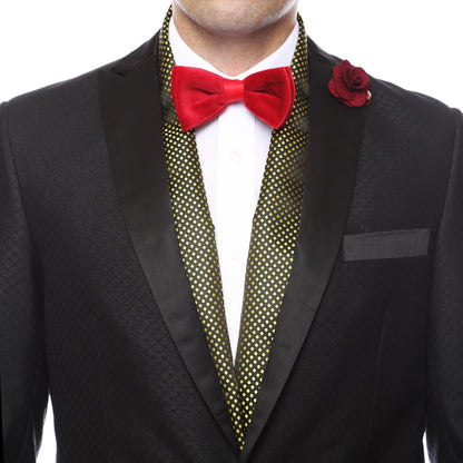 Premium Men's Polka Dot Formal Evening Scarf - Yellow & Black