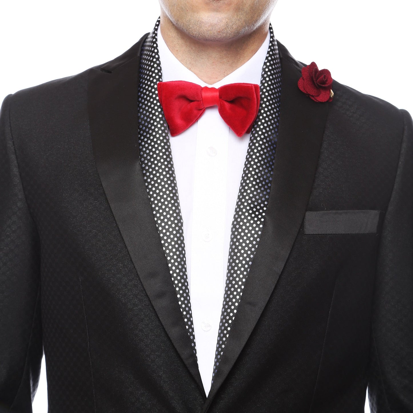 Premium Men's Polka Dot Formal Evening Scarf - Black & Silver