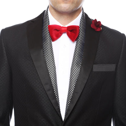 Premium Men's Polka Dot Formal Evening Scarf - Black & Silver