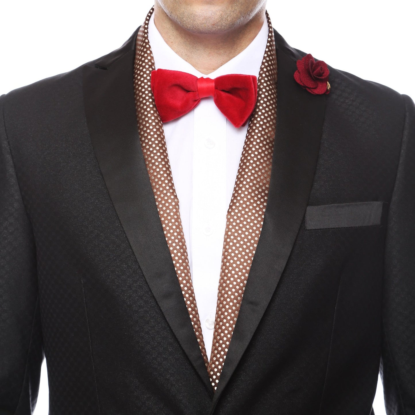 Premium Men's Polka Dot Formal Evening Scarf - Brown & White