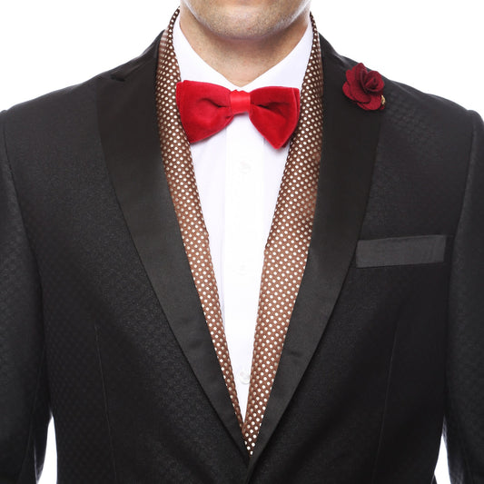 Premium Men's Polka Dot Formal Evening Scarf - Brown & White