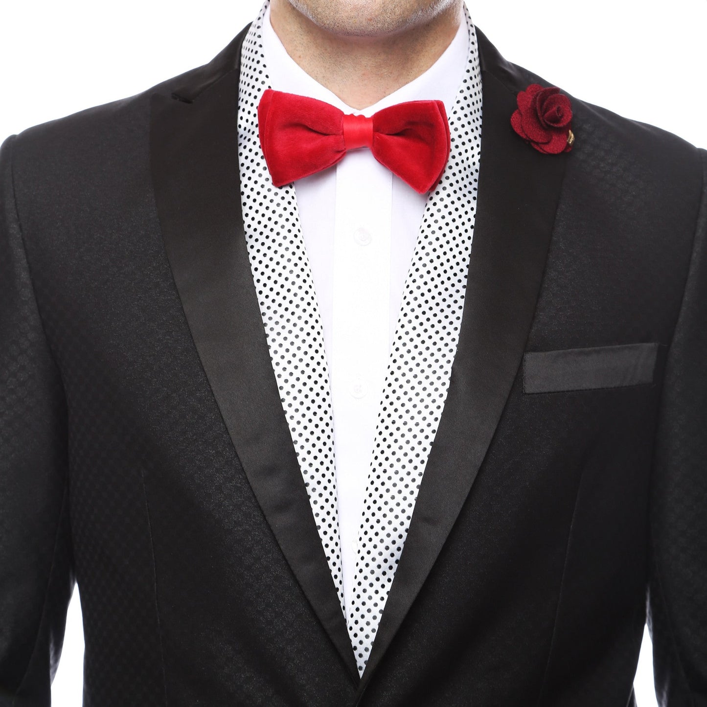 Premium Men's Polka Dot Formal Evening Scarf - White & Black