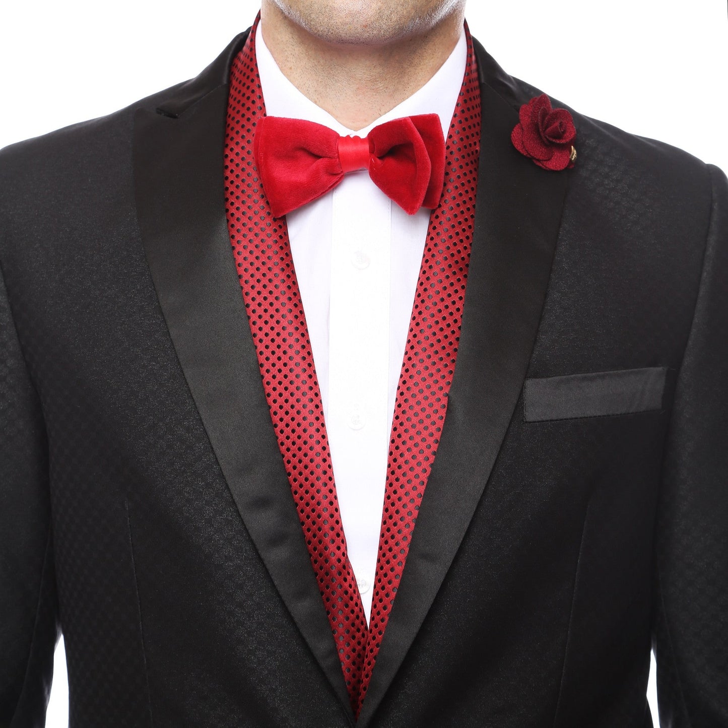 Premium Men's Polka Dot Formal Evening Scarf - Burgundy & Black