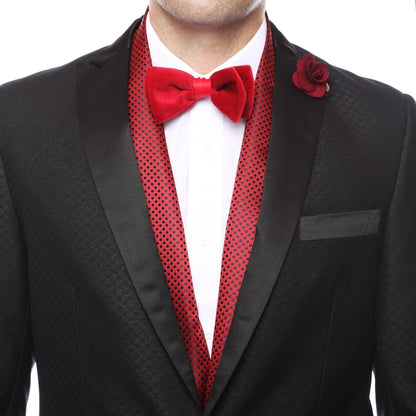 Premium Men's Polka Dot Formal Evening Scarf - Burgundy & Black