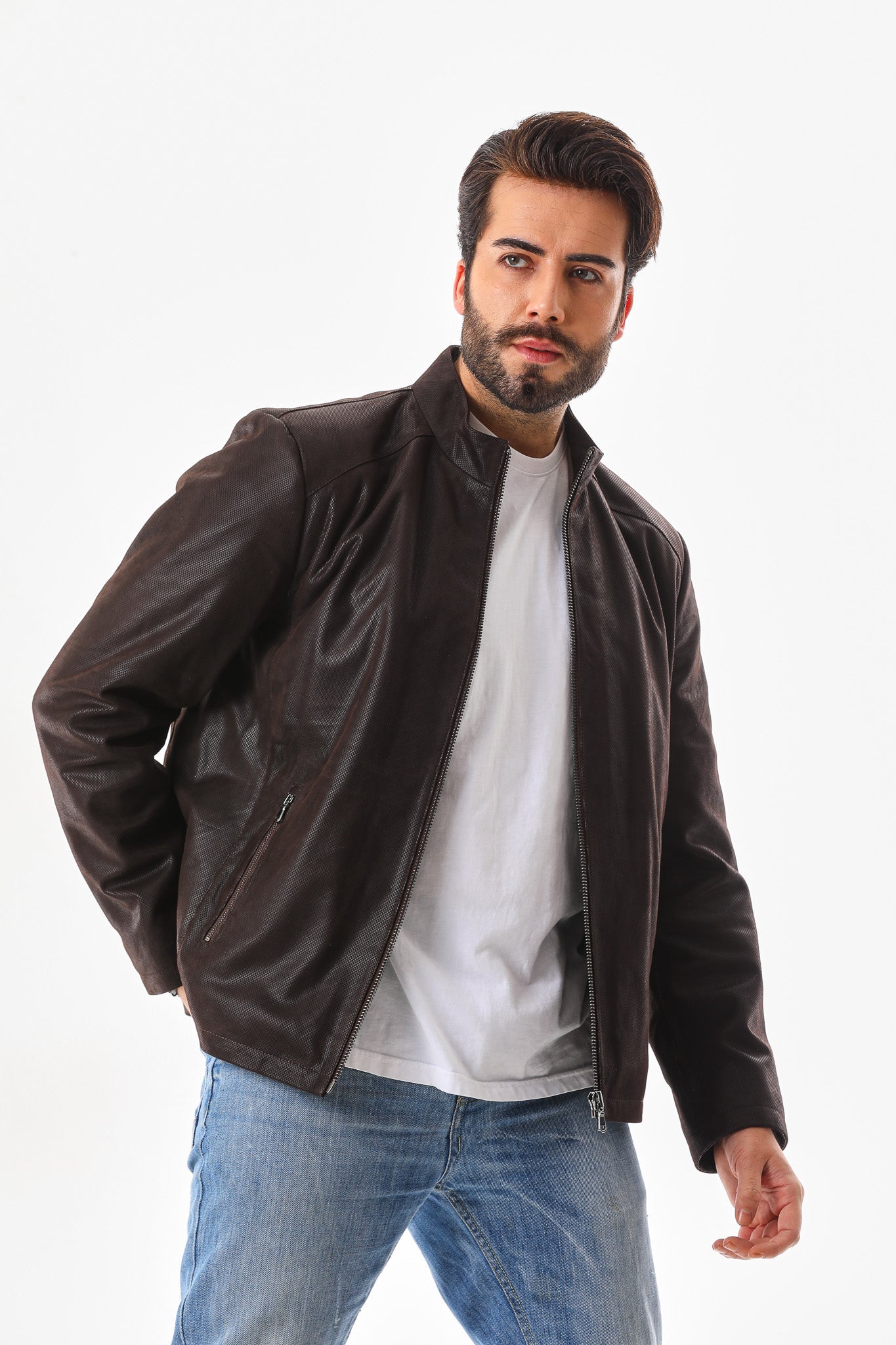The Modena Matte Espresso Leather Men Jacket