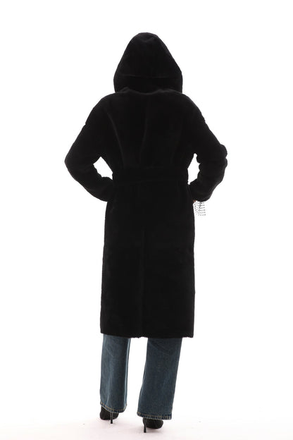The Virella Reversible Hooded Shearling Leather Jacket
