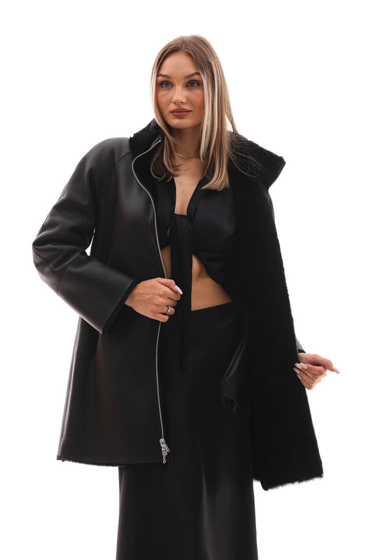 The Nyra Reversible Shearling Women Leather Jacket