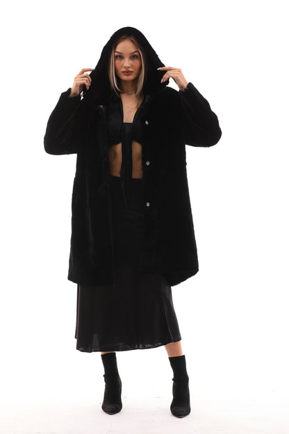 The Noctura Reversible Hooded Shearling Leather Jacket