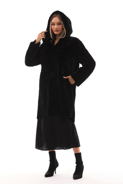 The Noctura Reversible Hooded Shearling Leather Jacket