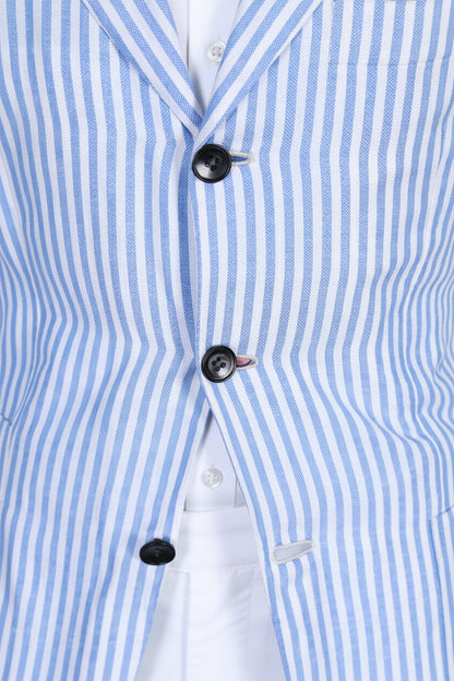 Kiton Striped Cotton-Linen Sport Jacket