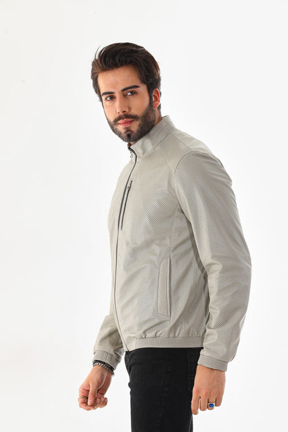 The Como Reversible Cream & Black Leather Bomber Jacket