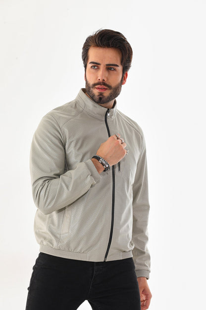 The Como Reversible Cream & Black Leather Bomber Jacket
