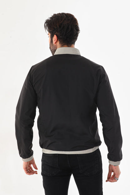 The Como Reversible Cream & Black Leather Bomber Jacket