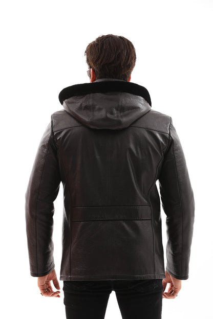 The Bergamo Black Shearling Leather Men Jacket