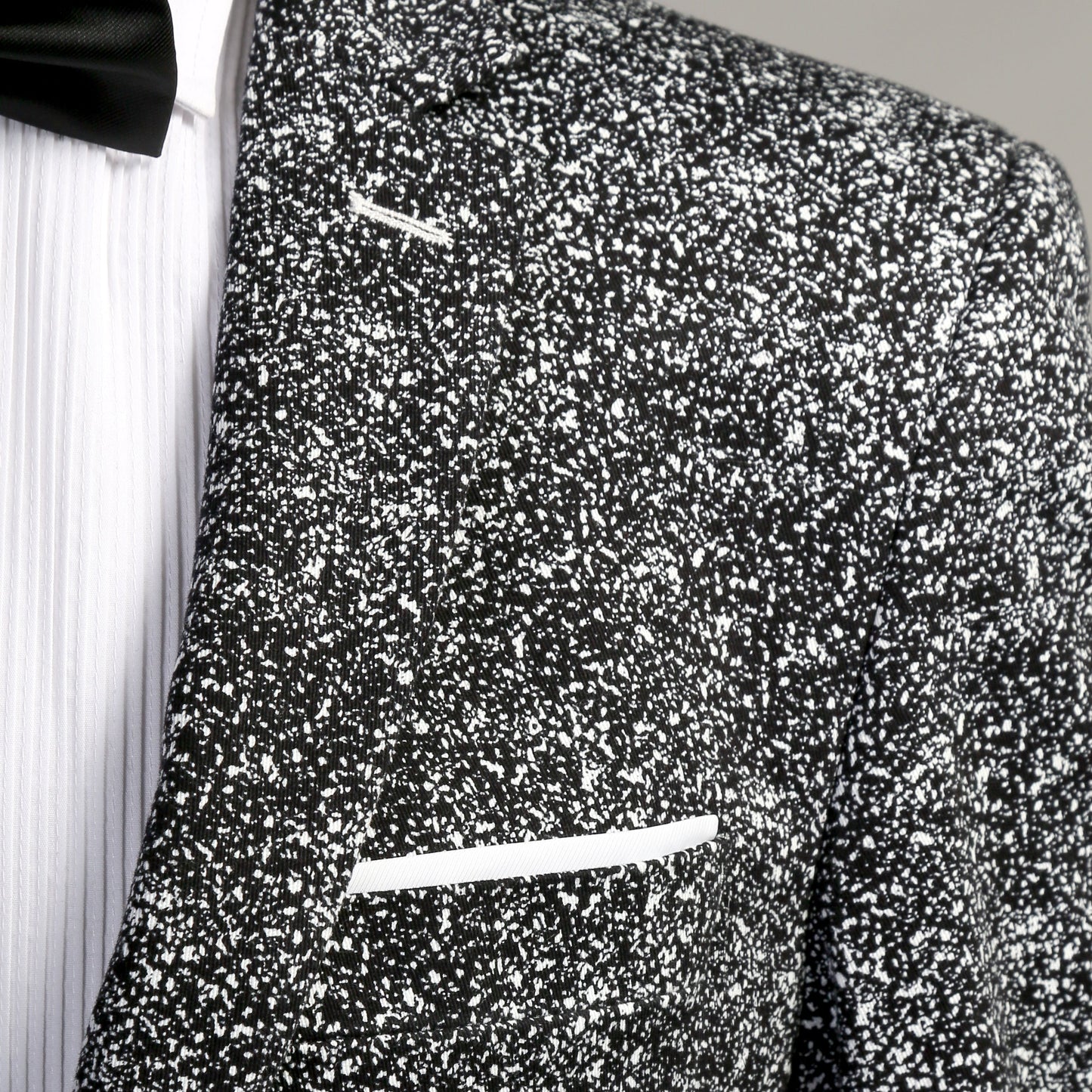 Chicago Slim Fit Black & White Spotted Notch Lapel Suit