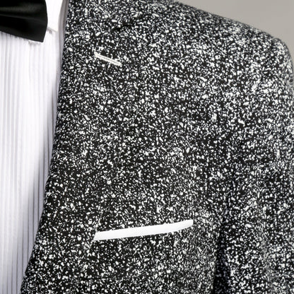 Chicago Slim Fit Black & White Spotted Notch Lapel Suit
