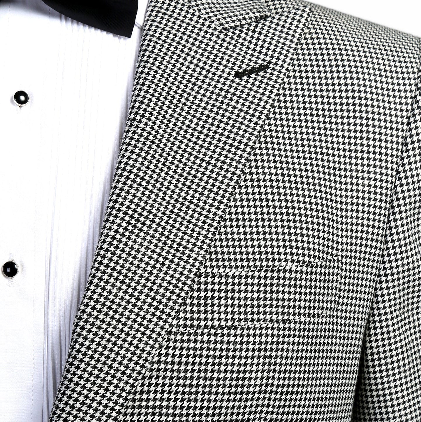 Stanford Men's Black & White Houndstooth Suit — Slim Fit 2 Piece Peak Lapel