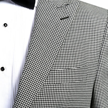 Stanford Men's Black & White Houndstooth Suit — Slim Fit 2 Piece Peak Lapel