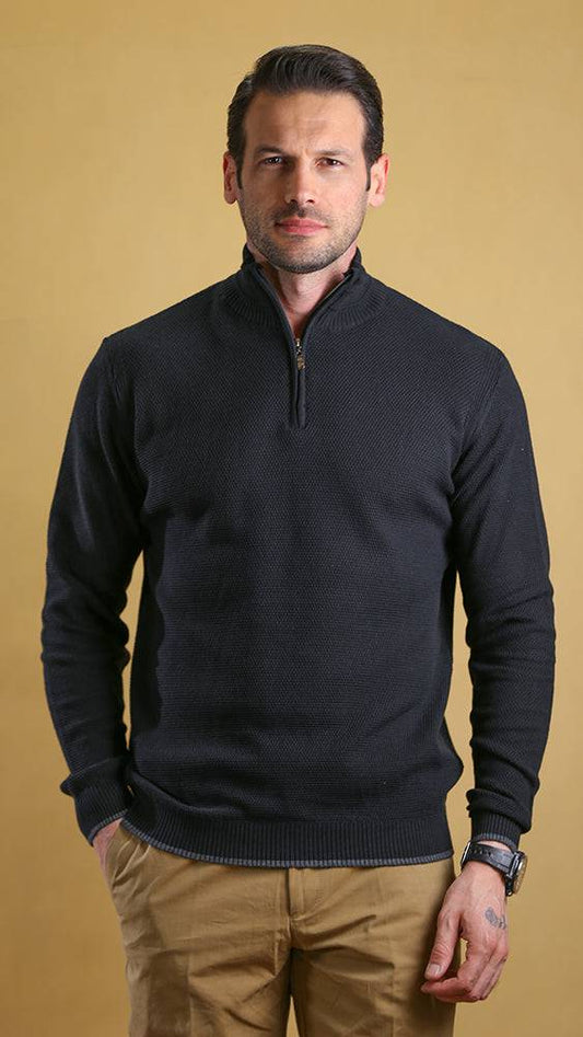 The Quarter Zipper Sweater (Black)