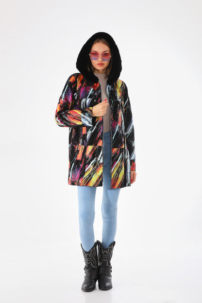 The Prisma Multicolor Leather Women Jacket