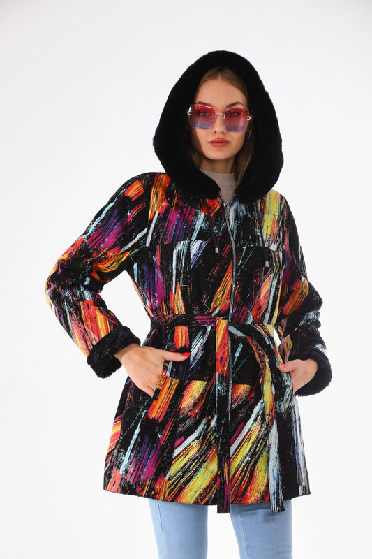 The Prisma Multicolor Leather Women Jacket