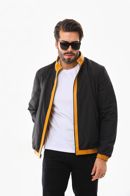 The Como Reversible Mustard Yellow & Black Leather Bomber Jacket