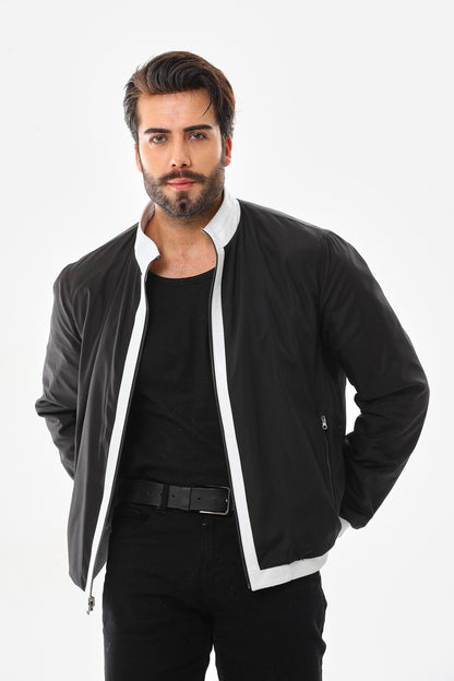 The Como Reversible White & Black Leather Bomber Jacket