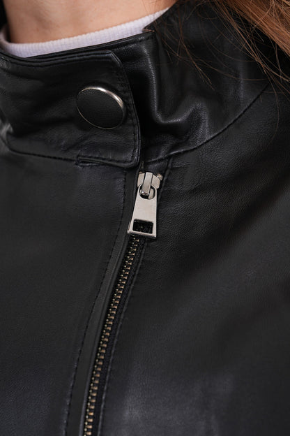 The Lioara Black Leather Women Jacket