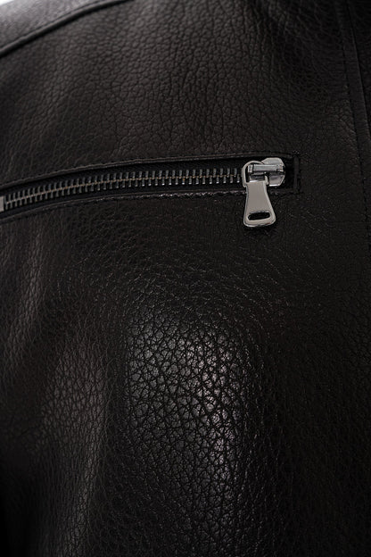 The Falcon Black Pebbled Leather Men Jacket