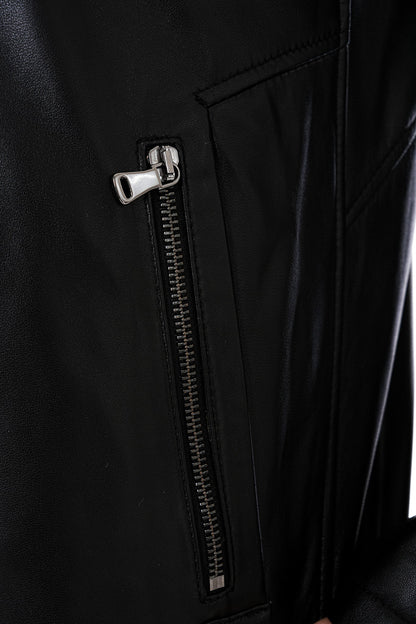 The Falcon Black Smooth Leather Men Jacket
