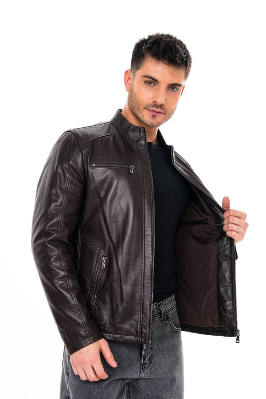 The Falcon Dark Brown Smooth Leather Jacket