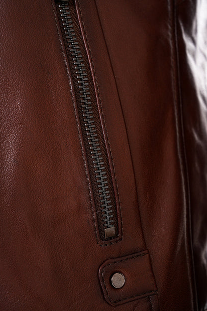 The Falcon Cognac Brown Smooth Leather Men Jacket