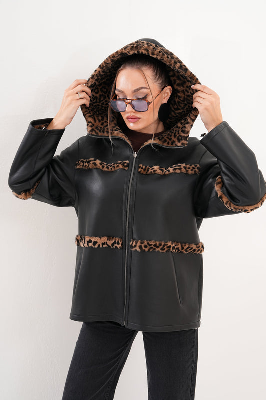 The Panthera Reversible Leopard Shearling Leather Women Jacket