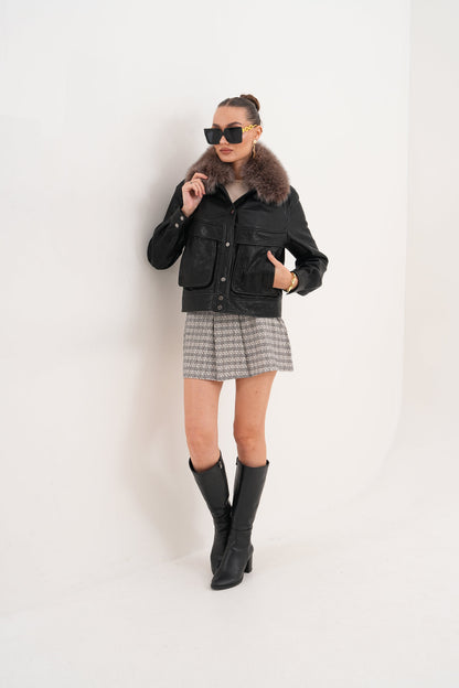 The Auretta Textured Leather Women Jacket