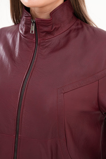 The Sierra Burgundy Leather Women Jacket