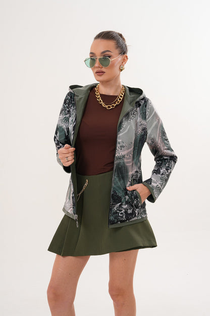 The Avelyn Reversible Olive Green Leather Women Jacket