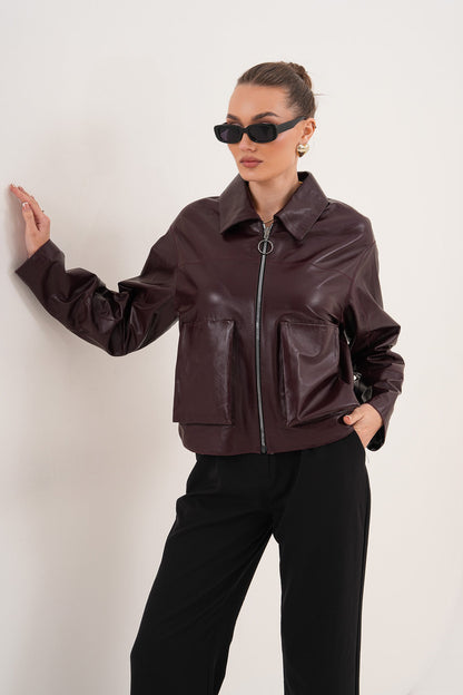 The Elvoria Reversible Burgundy Leather Jacket