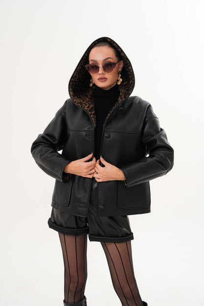 The Felina Black Leather Women Jacket