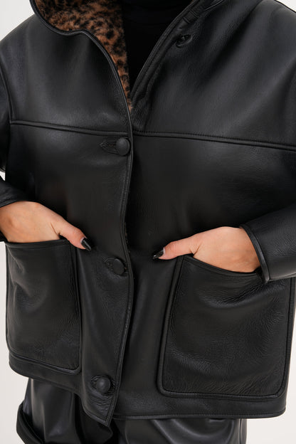 The Felina Black Leather Women Jacket