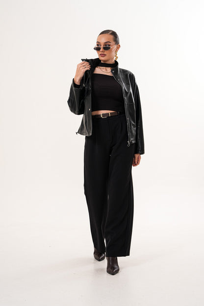 The Vesper Black Leather Women Jacket