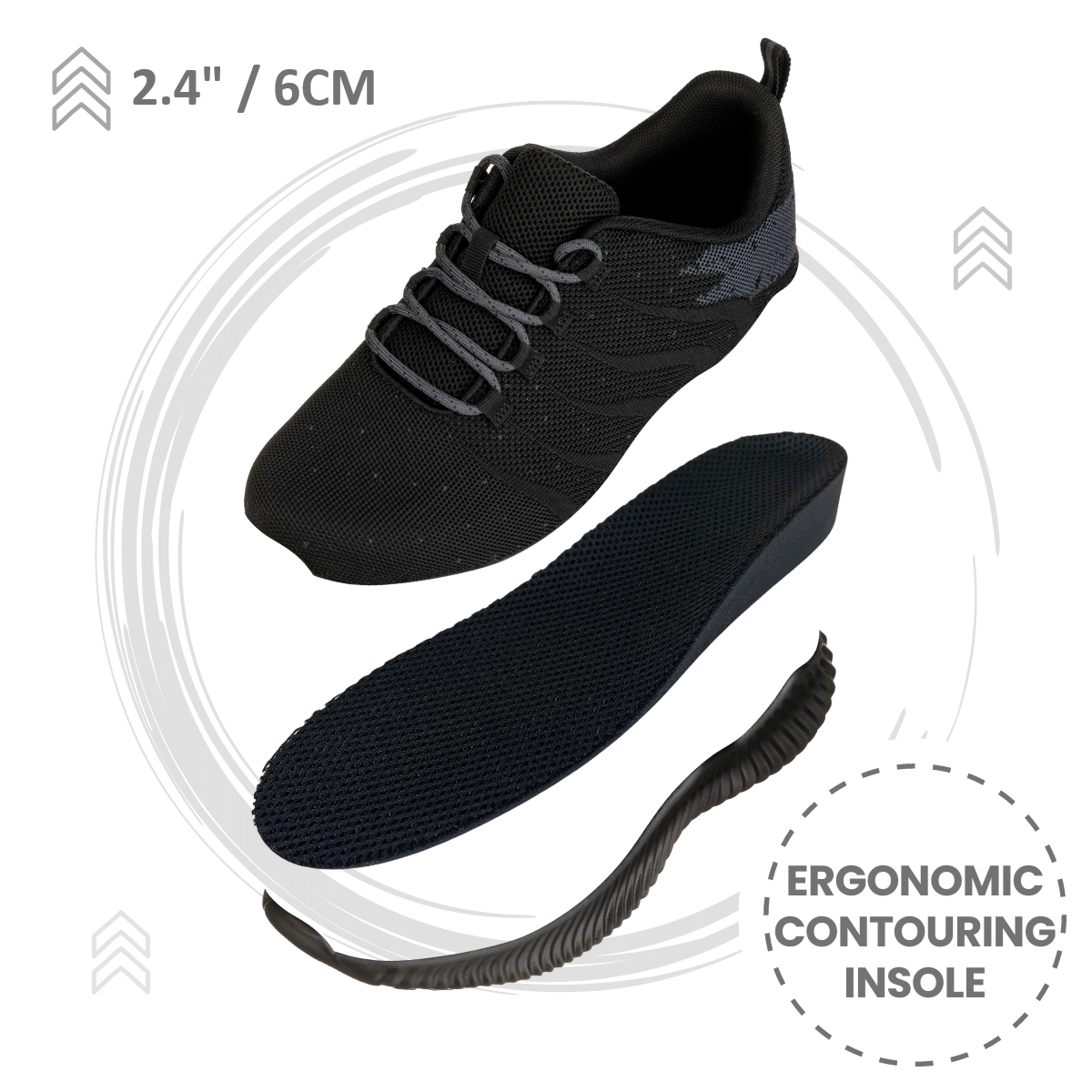 CALTO - Q216 - 2.4 Inches Taller (Black/Grey) - Ultra Lightweight