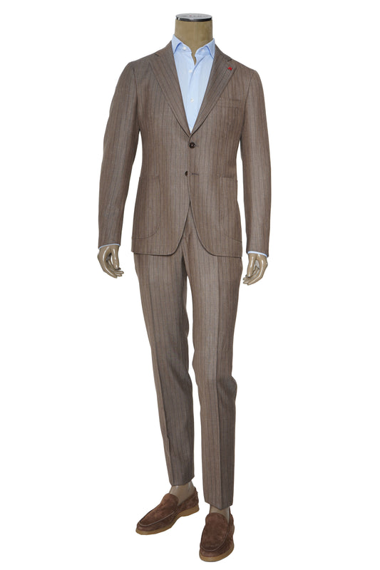 Isaia Pinstripe Wool-Silk-Linen Suit