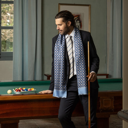 Appia - Reversible Silk Scarf - Blue - My Men's Shop