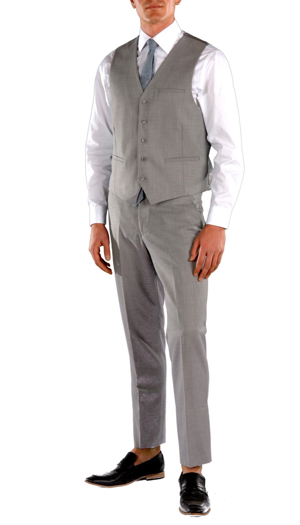 Light Grey Slim Fit Suit - 3PC - JAX