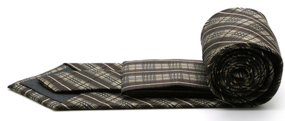 Mens Dads Classic Brown Striped Pattern Business Casual Necktie & Hanky Set JO-9