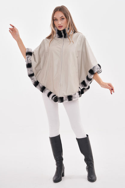 The Glacier Light Beige Reversible Leather Women Jacket