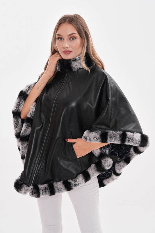 The Glacier Black Reversible Leather Women Jacket