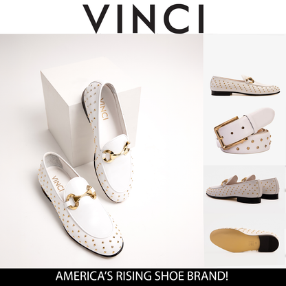 The Jupiter  Shoe White Spike Leather  Bit Dress Loafer Limited Edition Men Shoe